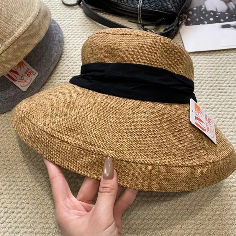 出口日本!防晒遮阳户外出行太阳帽女夏季度假老钱风透气渔夫帽子