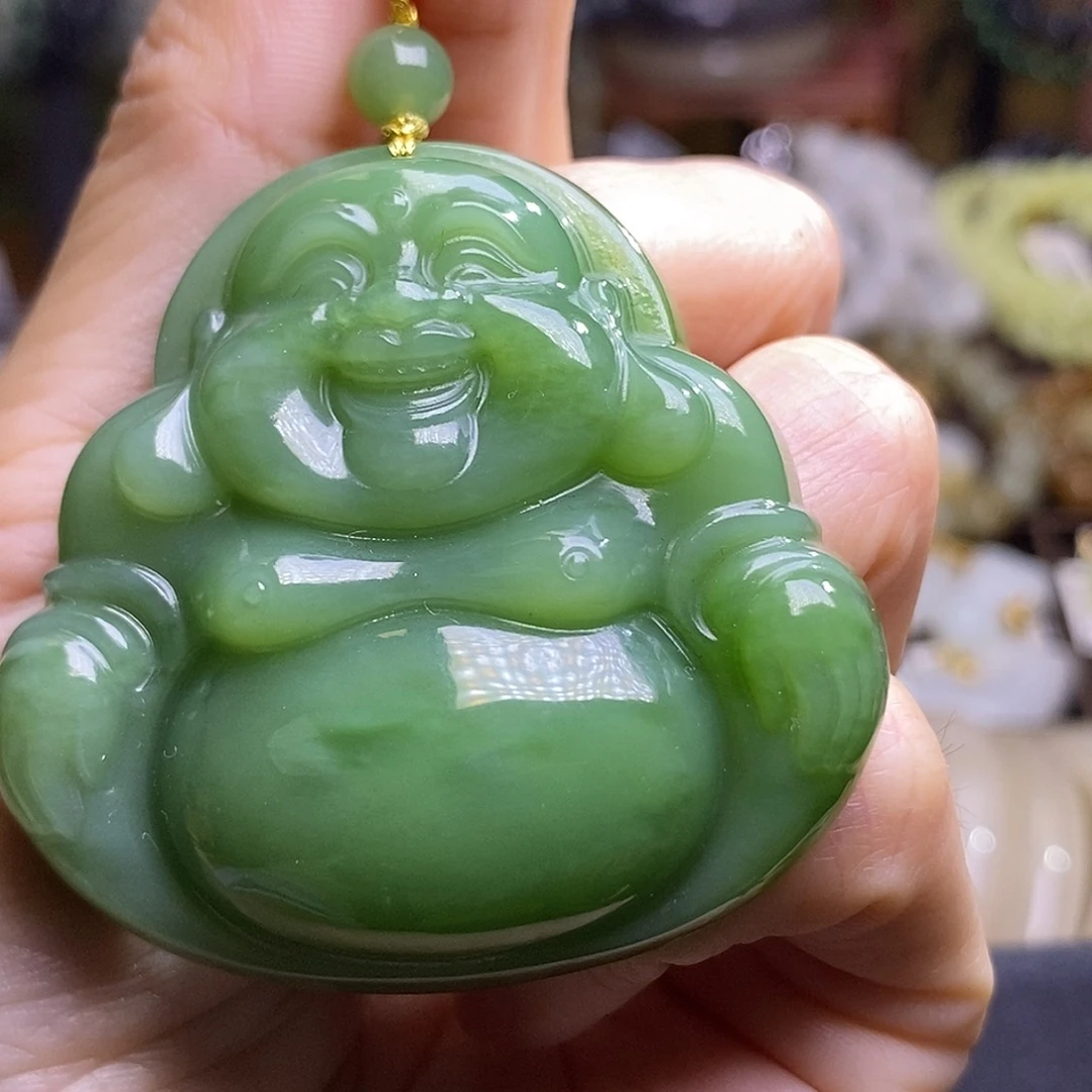 和田玉未镶嵌颈饰碧玉脂膏级佛公吊坠
