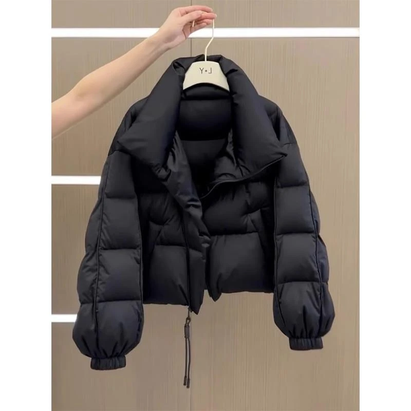 短款服外套女小个子2025年冬季新款加厚百搭休闲黑色面包服