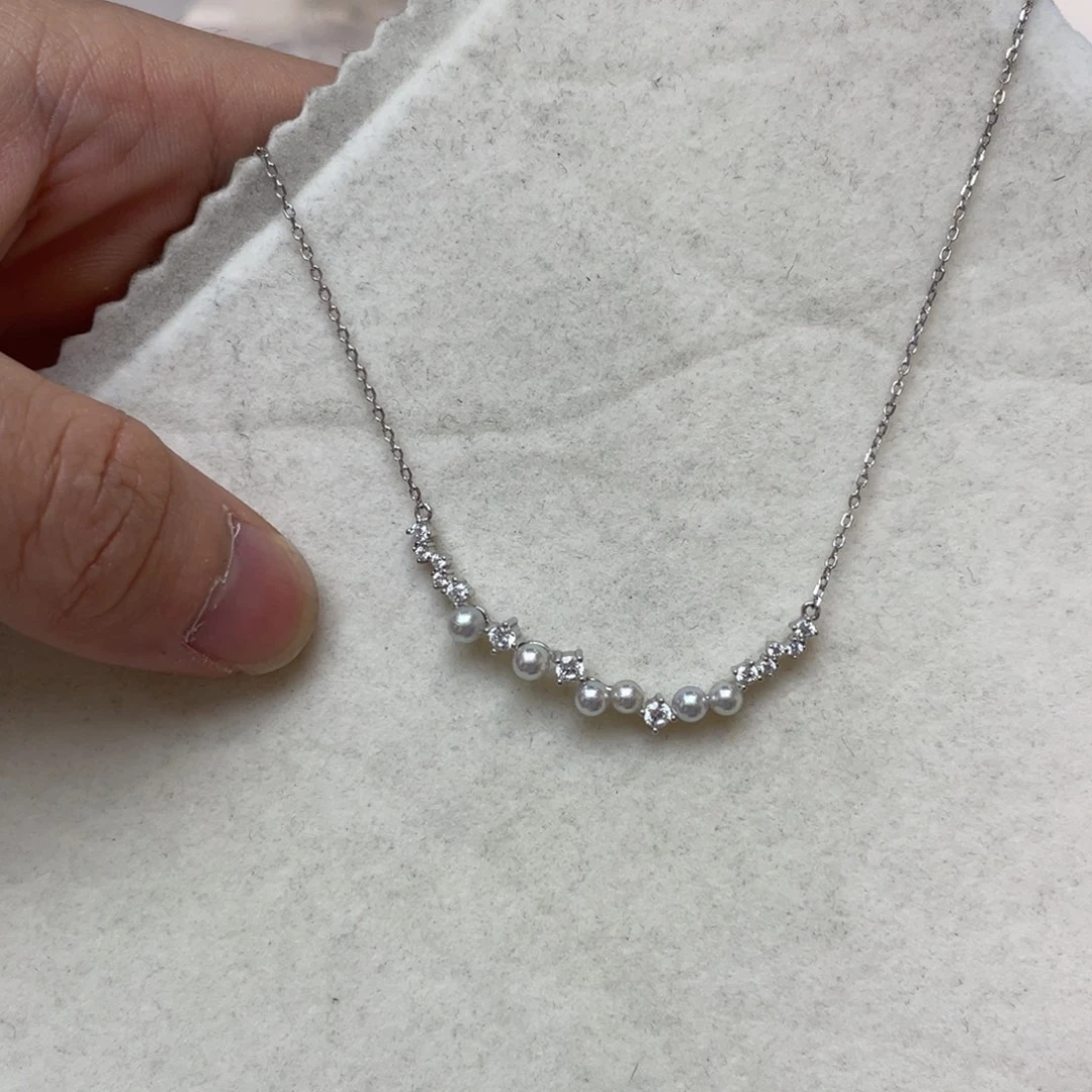 海水珍珠银S925镶嵌项链