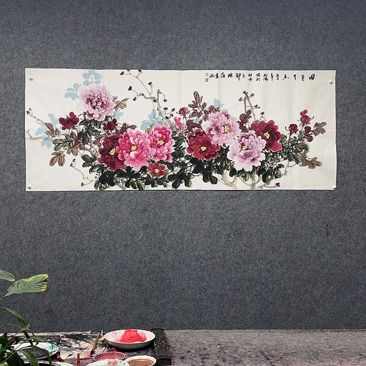 国画小六尺牡丹图