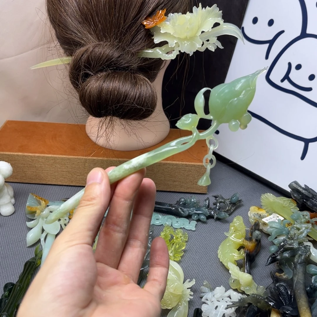 蛇纹石玉合金发饰