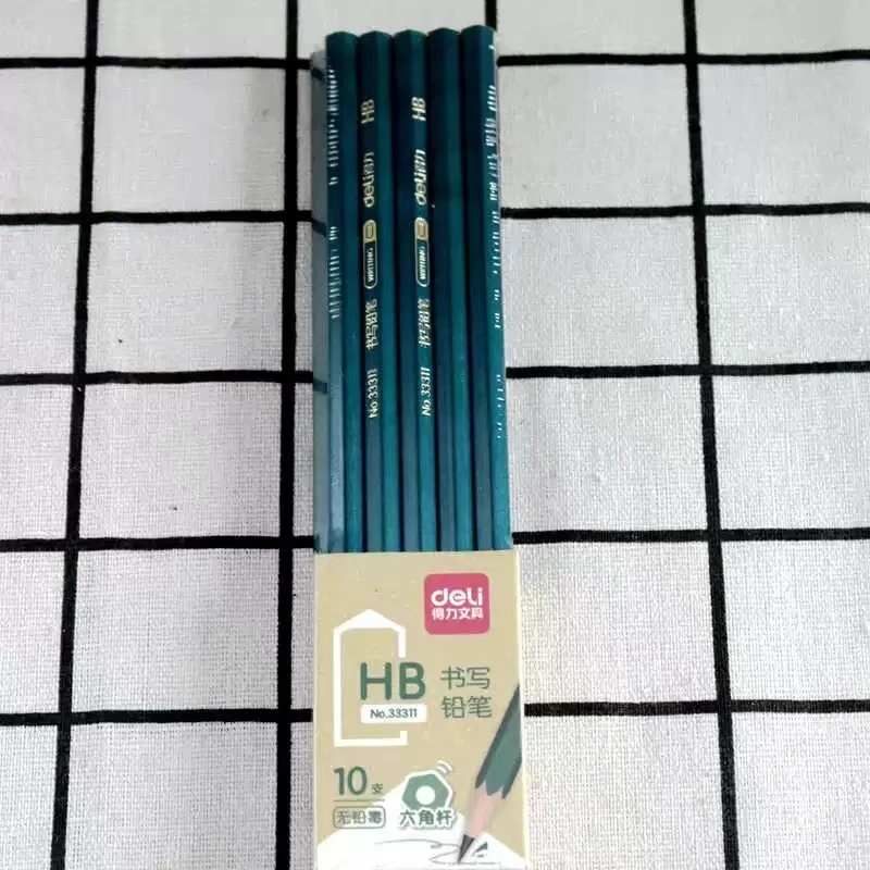 TM0086-2  3盒得力HB六角杆书写铅笔绿杆