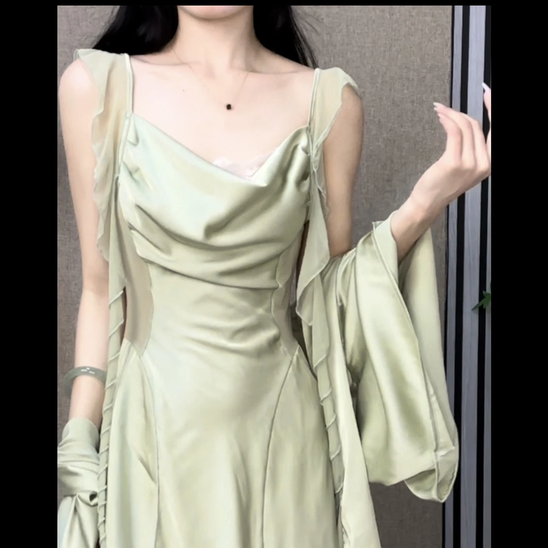 【绿野仙踪】睡衣新款法式荡领冰丝睡裙轻奢家居服气质小胸不空杯