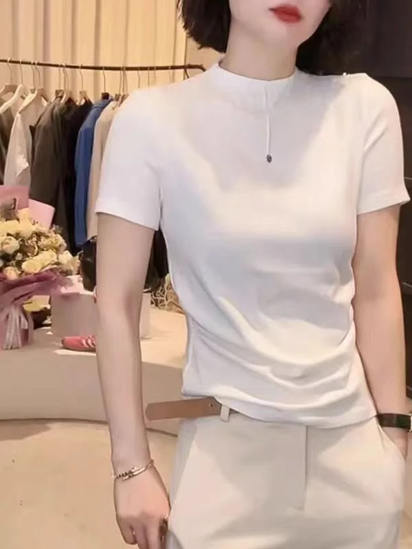 【锦衣服饰】JFLS 5155一粒贝壳扣短袖T恤