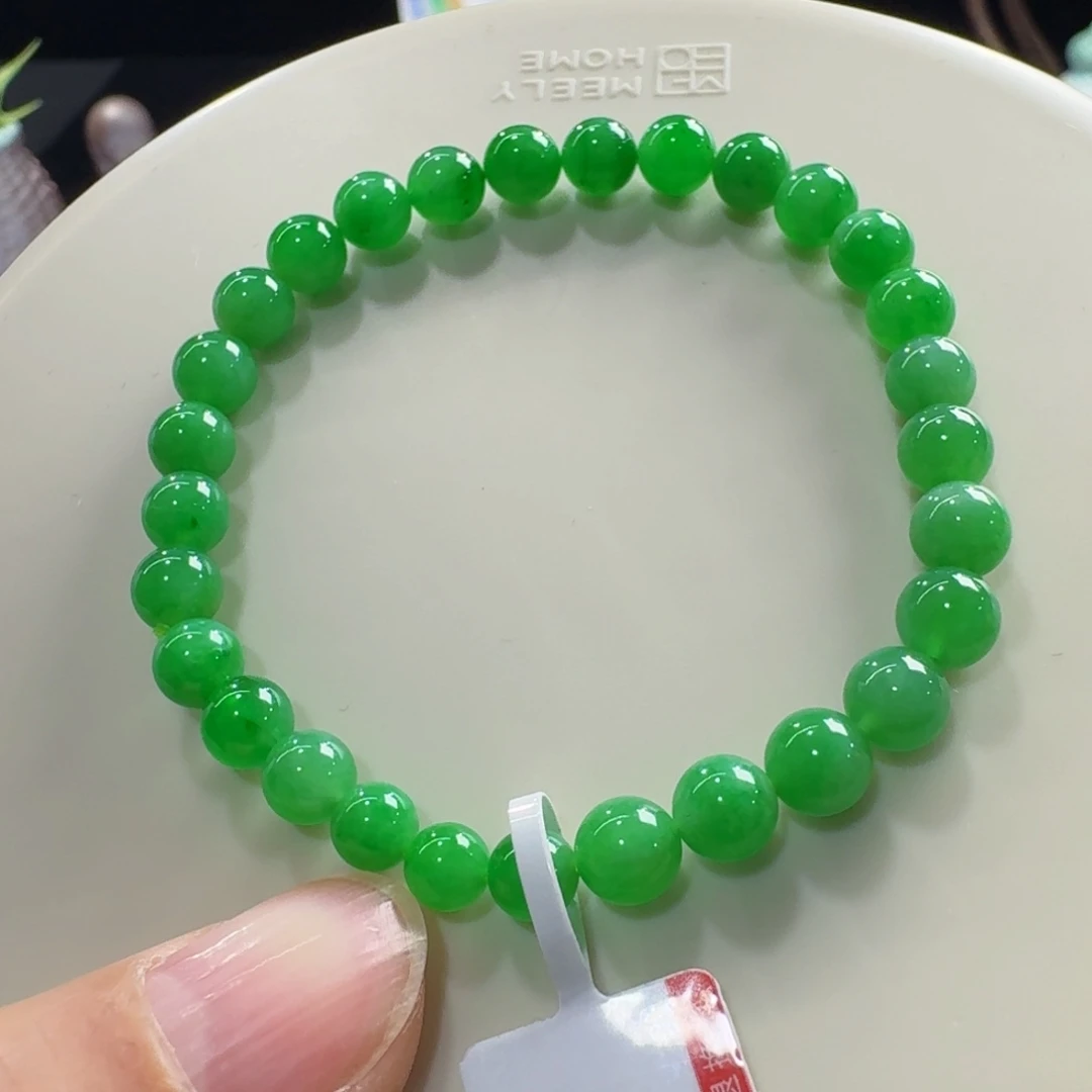 未镶嵌手链翡翠冰胶黄阳绿单圈5-6mm