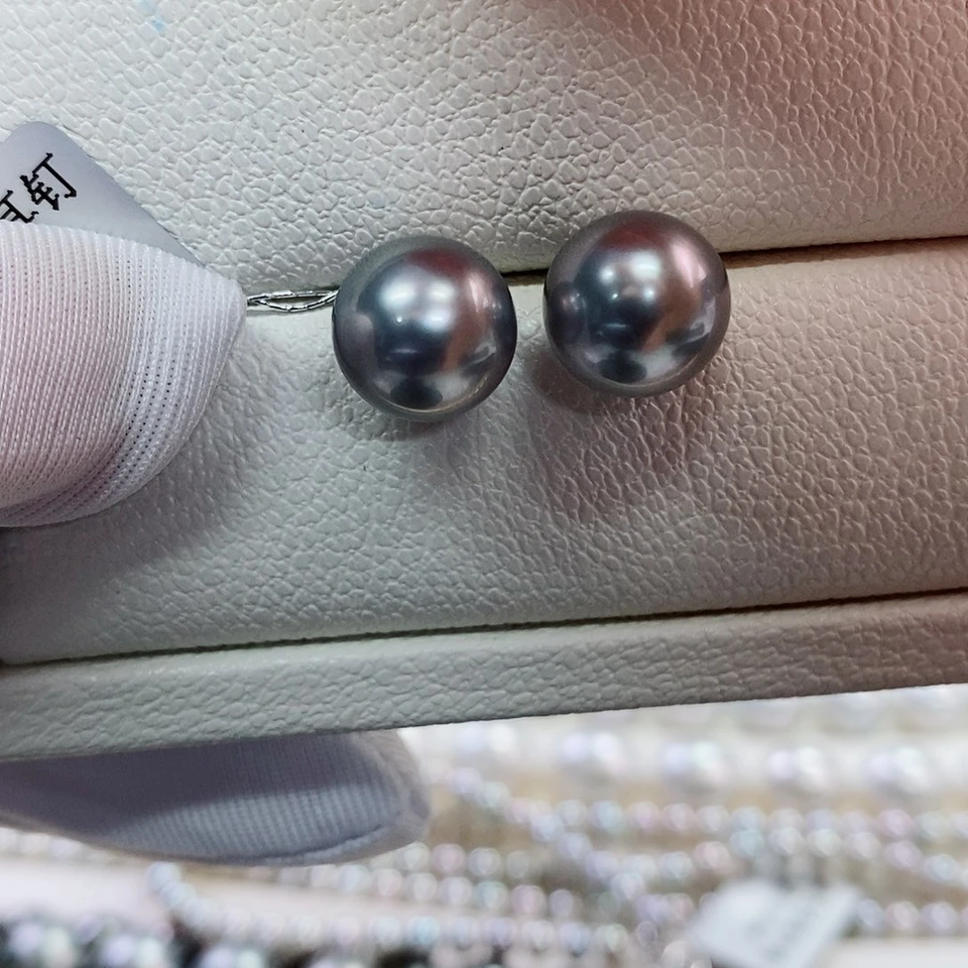 银S925镶嵌耳饰海水珍珠10-11