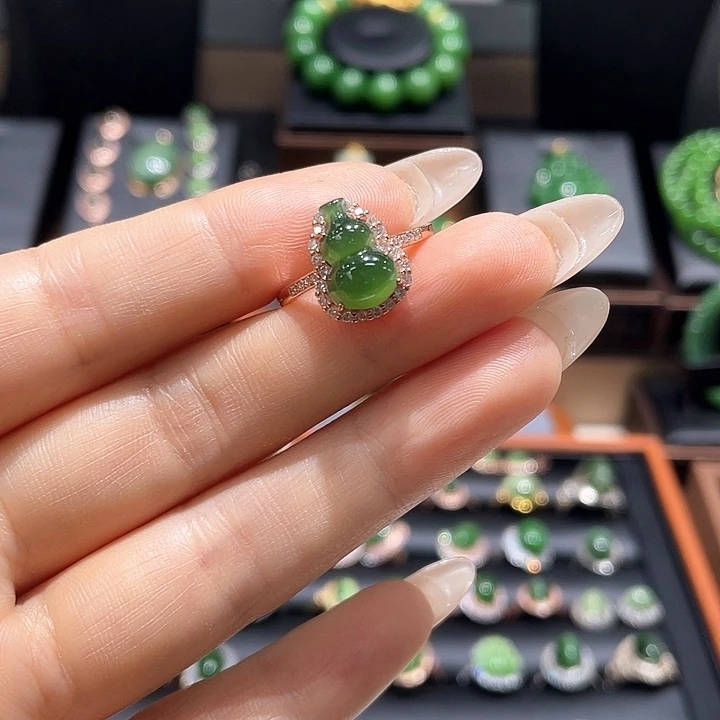 和田玉（碧玉）银S925镶嵌戒指