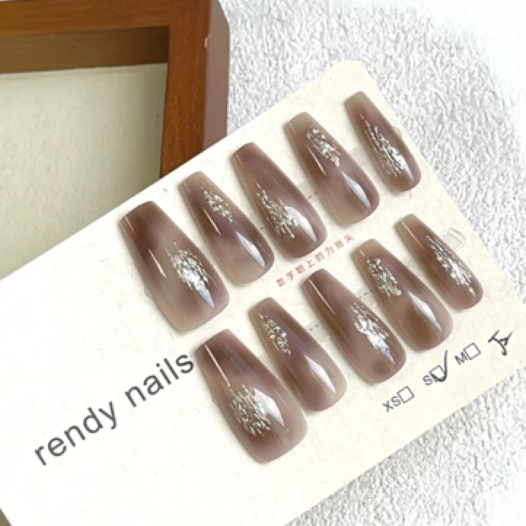 55复古鎏金风美甲贴中长款秋冬新款穿戴甲