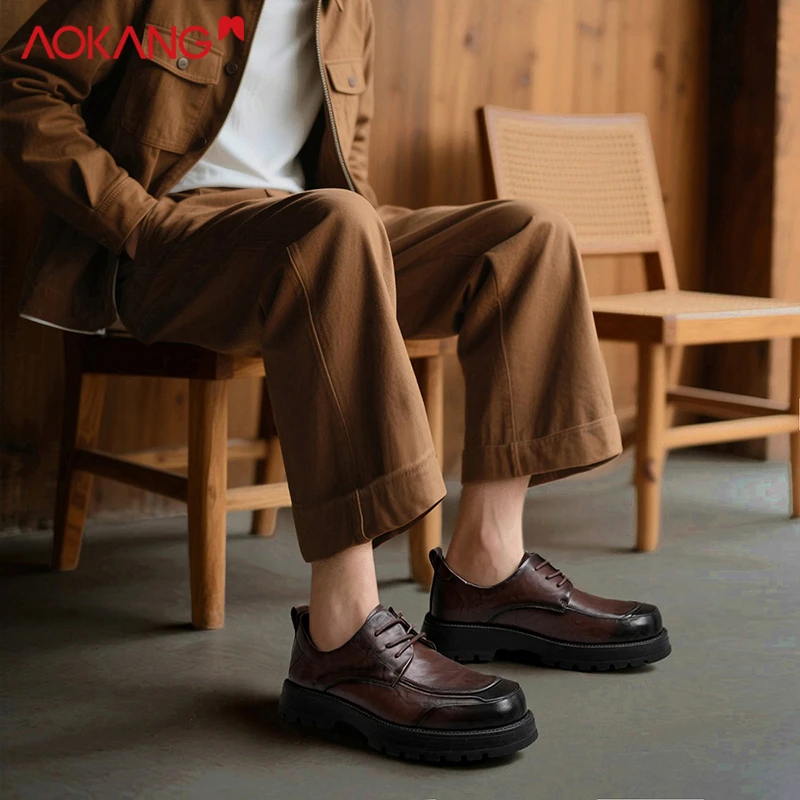 Aokang/奥康2025秋季新款增高商务男鞋潮流英伦风男士正装皮鞋