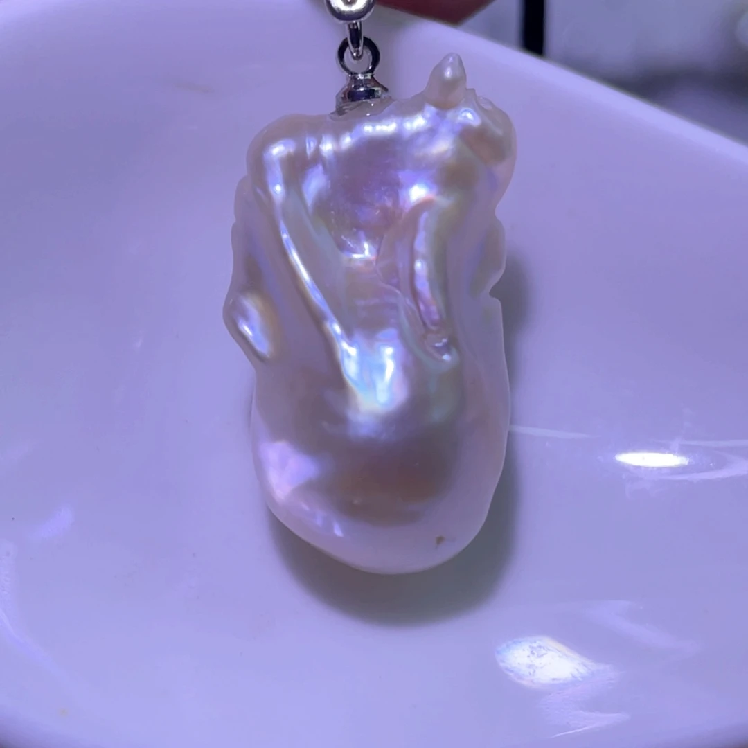 淡水珍珠银S925镶嵌天然淡水珍珠吊坠