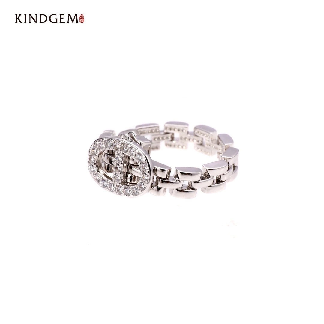 铜合金合成锆石戒指 AE56XALC-22645 银色表链个性经典时尚戒指