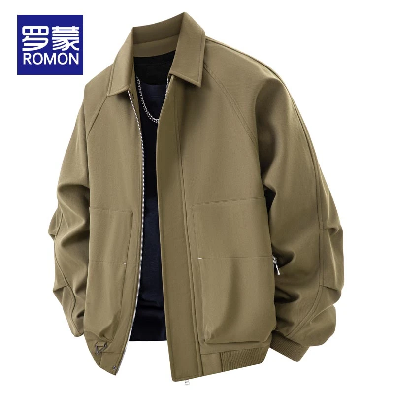 罗蒙男士夹克装潮牌上衣服男春秋2025新款工翻领休闲百搭男装外套