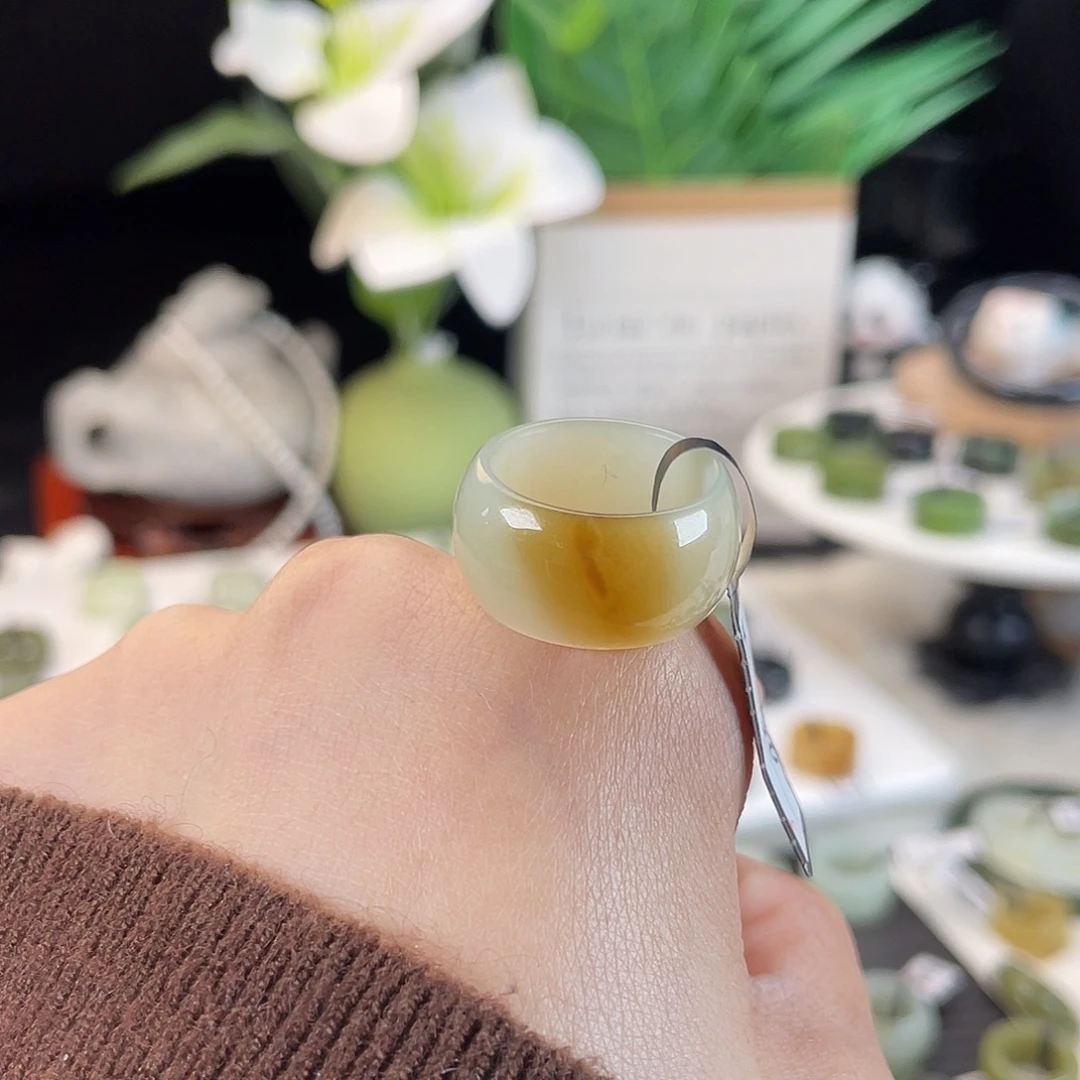 和田玉未镶嵌戒指E73糖心墩墩17带24h
