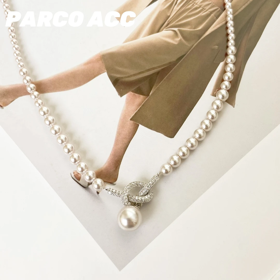 铜合金项链 C418  简约绳结珠珠项链