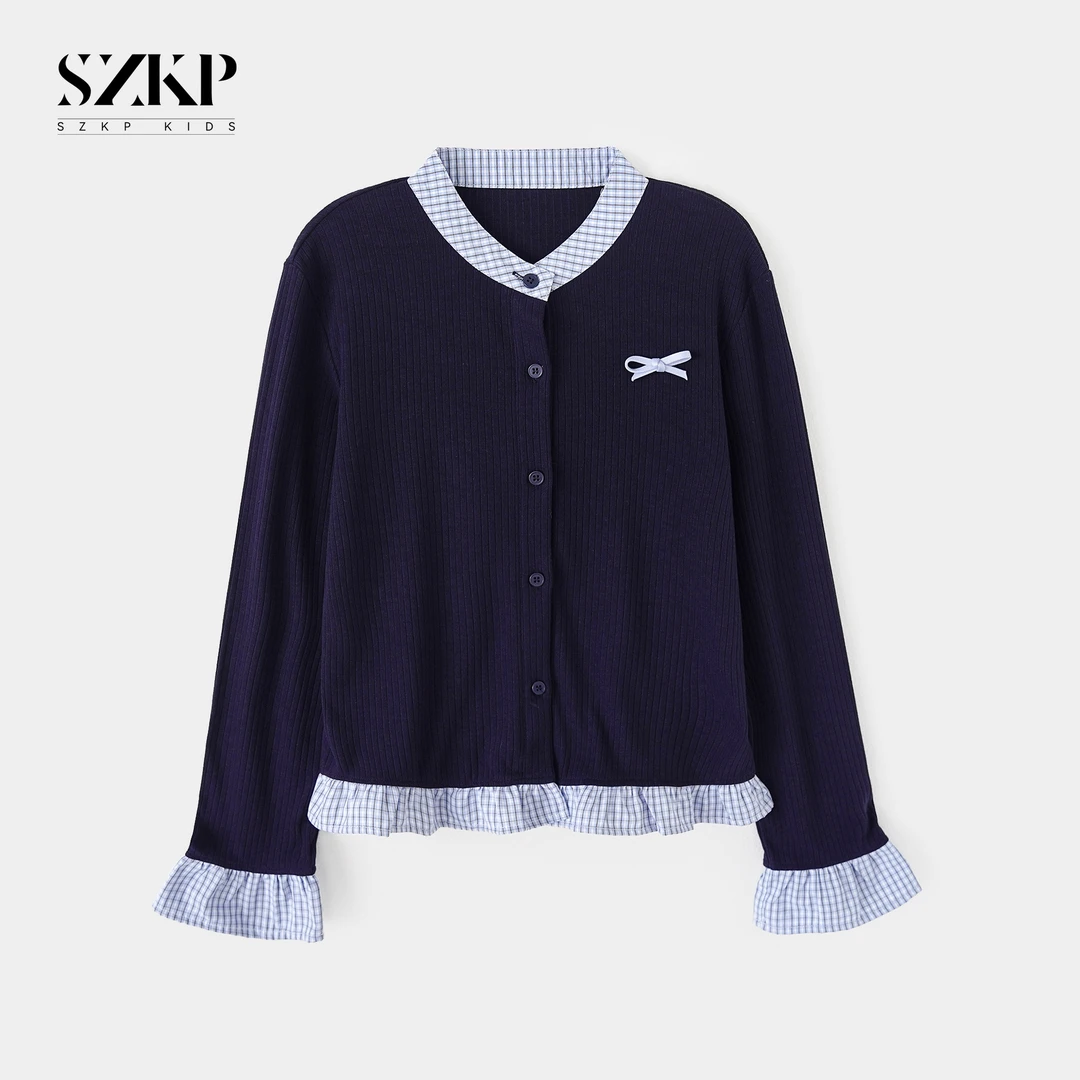 SZKP秋季新款女童休闲上衣中大童时尚洋气儿童针织开衫BGYQ556037
