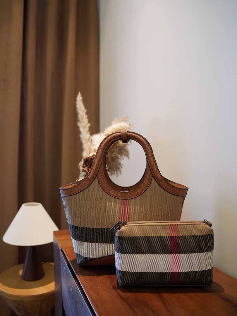 手提包真皮菜蓝子包包2025新款百搭格纹子母包高级感斜跨单肩包包