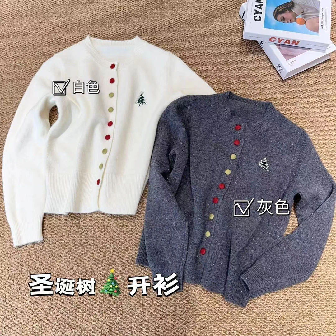 唐琪女装【圣诞树-W81506】设计款圣诞树开衫时尚百搭毛衣