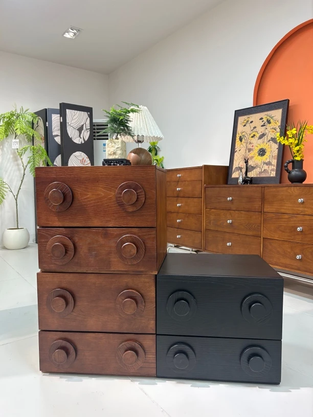 【圆拉手】中古风卡门柜家用客厅储物柜组合电视柜卧室收纳柜床头柜