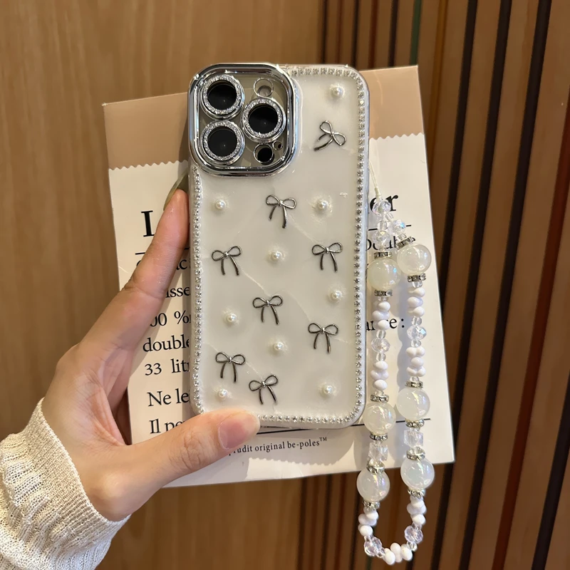 轻奢高级蝴蝶结适用苹果15promax手机壳镜头膜华为vivo小米oppo钻