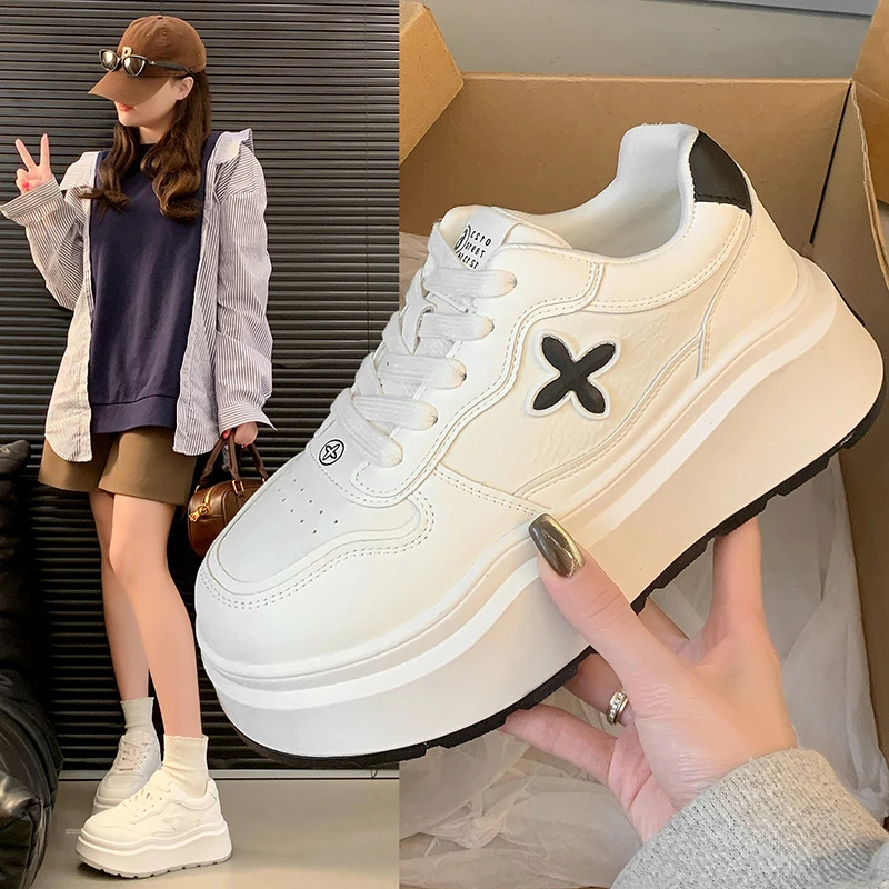 增高6CM厚底小白鞋女2025春新款百搭增高板鞋透气休闲运动鞋潮