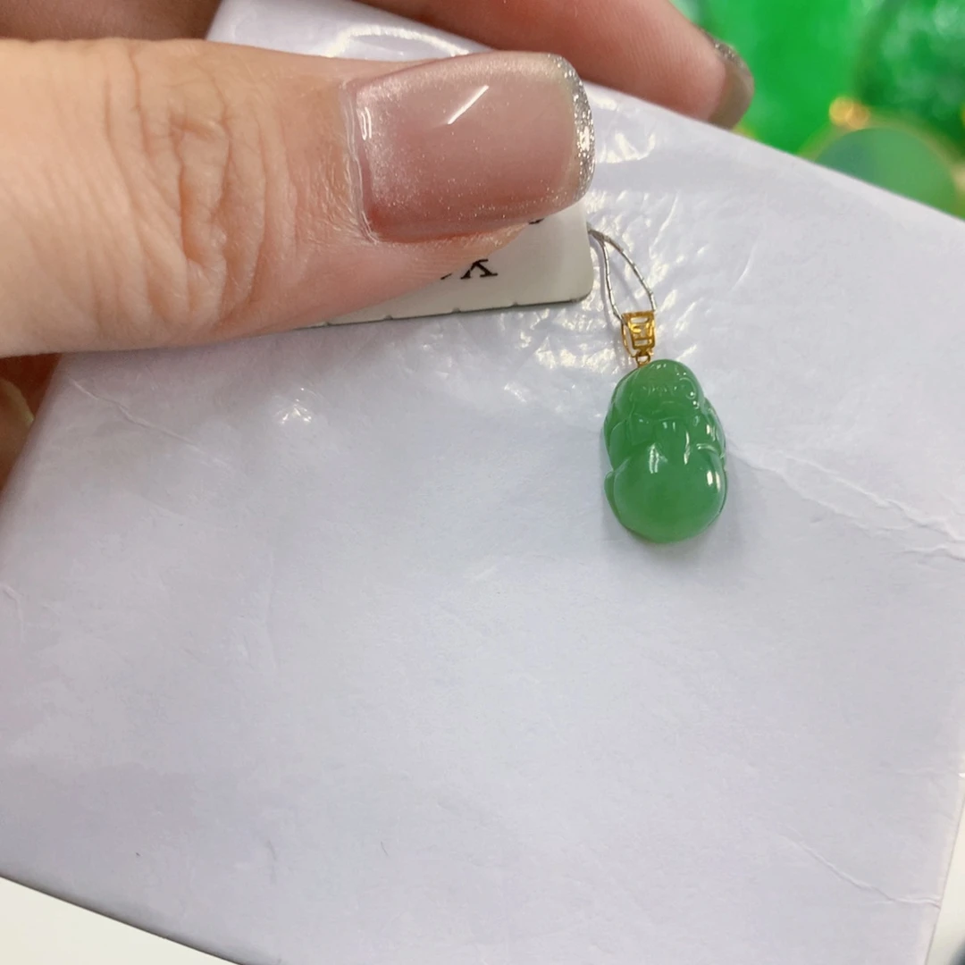 吊坠(不含链)18K金镶嵌翡翠