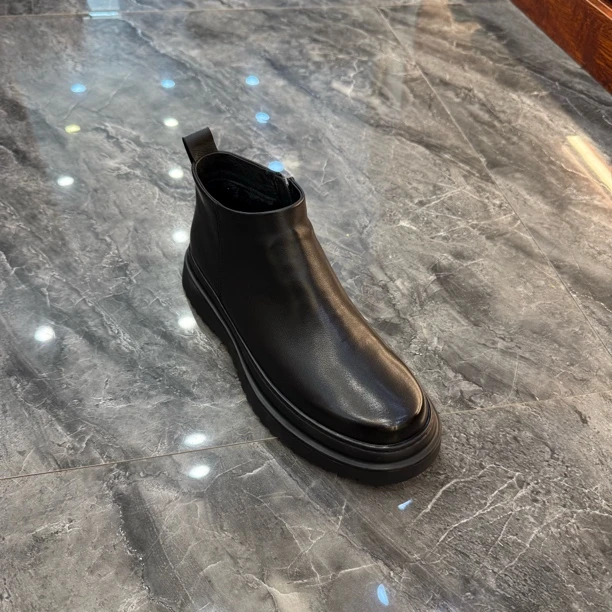 冬季纯皮马丁靴加绒款侧拉链款式，8808-1