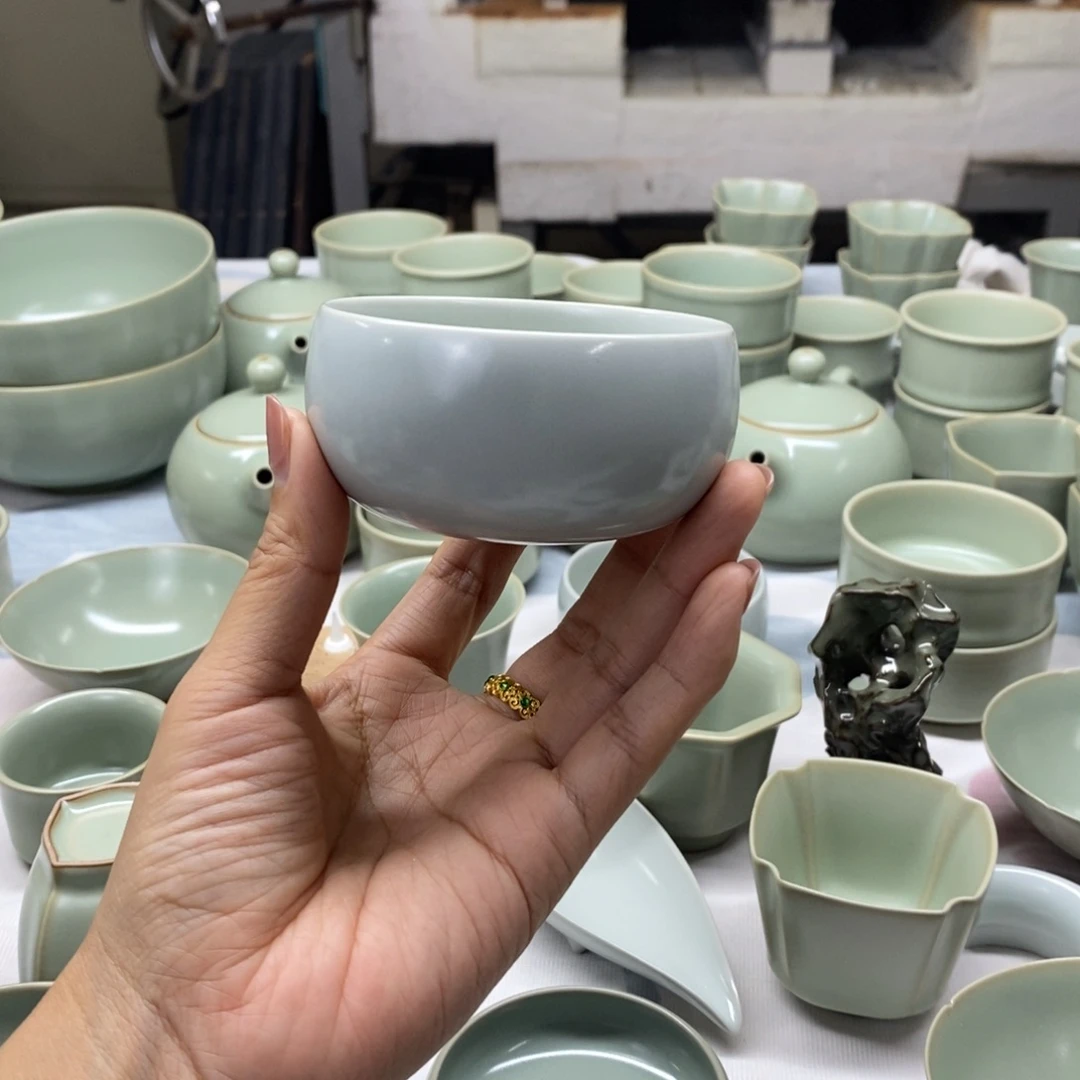 宣宝汝瓷月白手工单杯