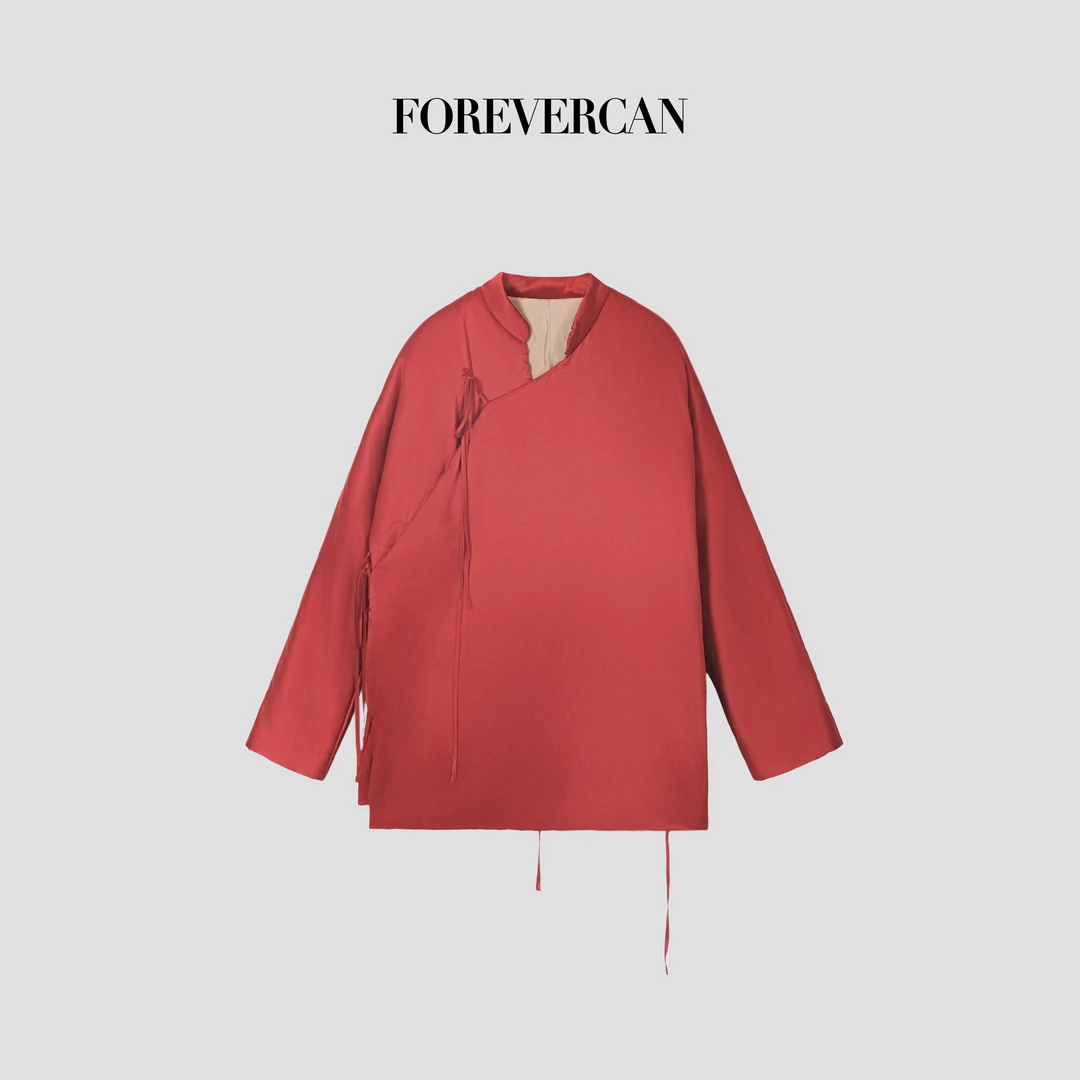 FOREVERCAN“满园春”新中式斜襟流苏系带改良旗袍棉服外套 SC22877