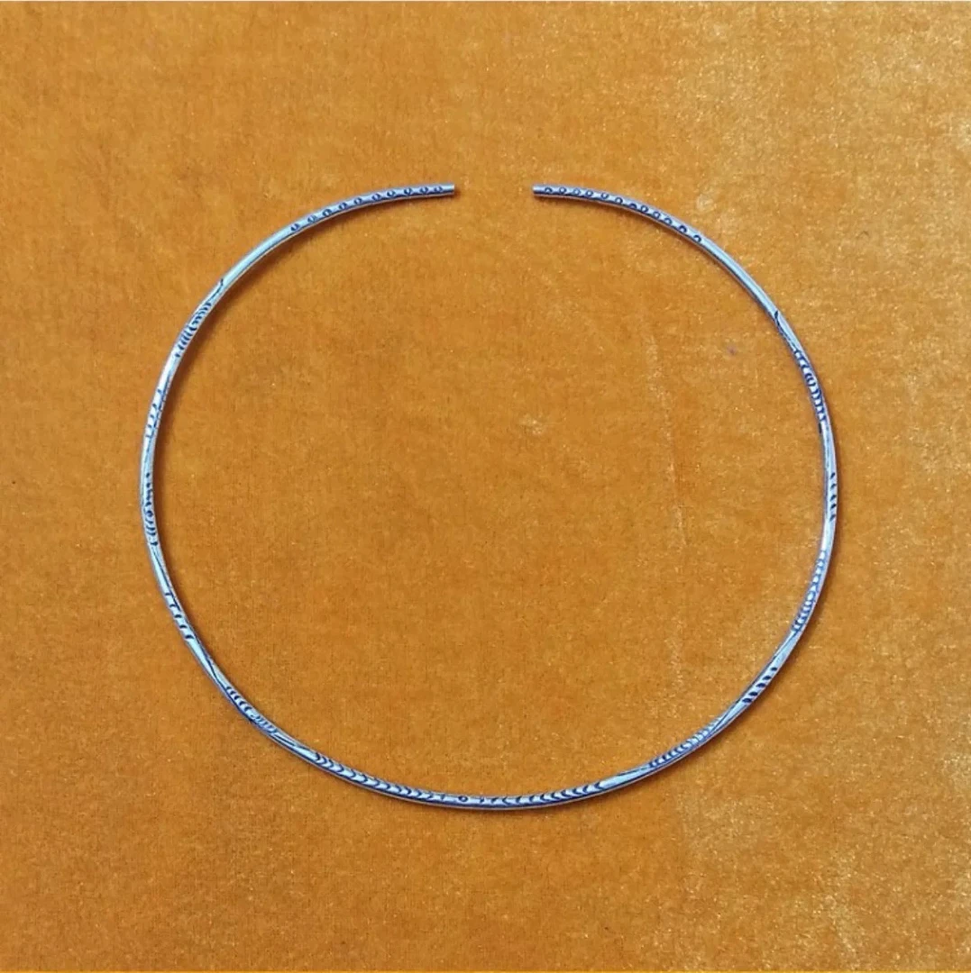 铜合金项链 文艺范复古刻花细项圈