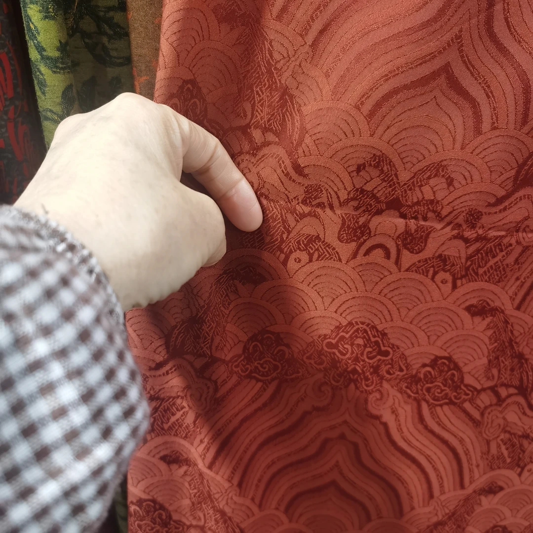 醋酸雕花布料焦糖色尺码全