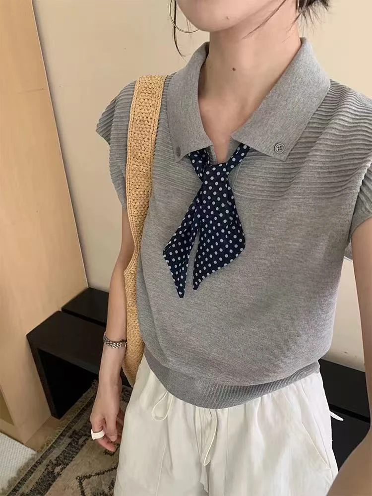 丽丽家~气质时尚休闲百搭夏季宽松翻领上衣363