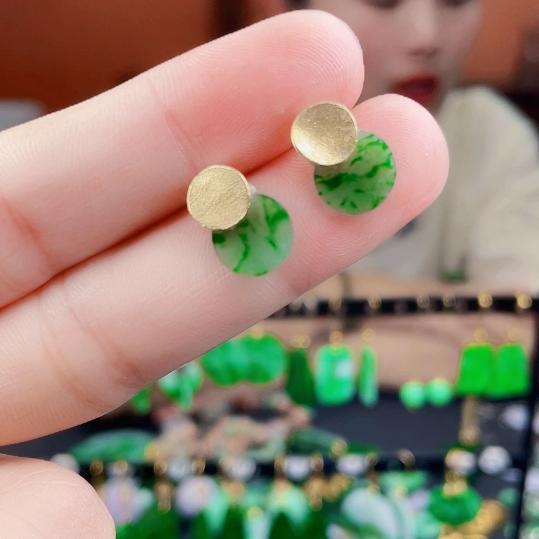 翡翠银S925镶嵌耳饰饰品