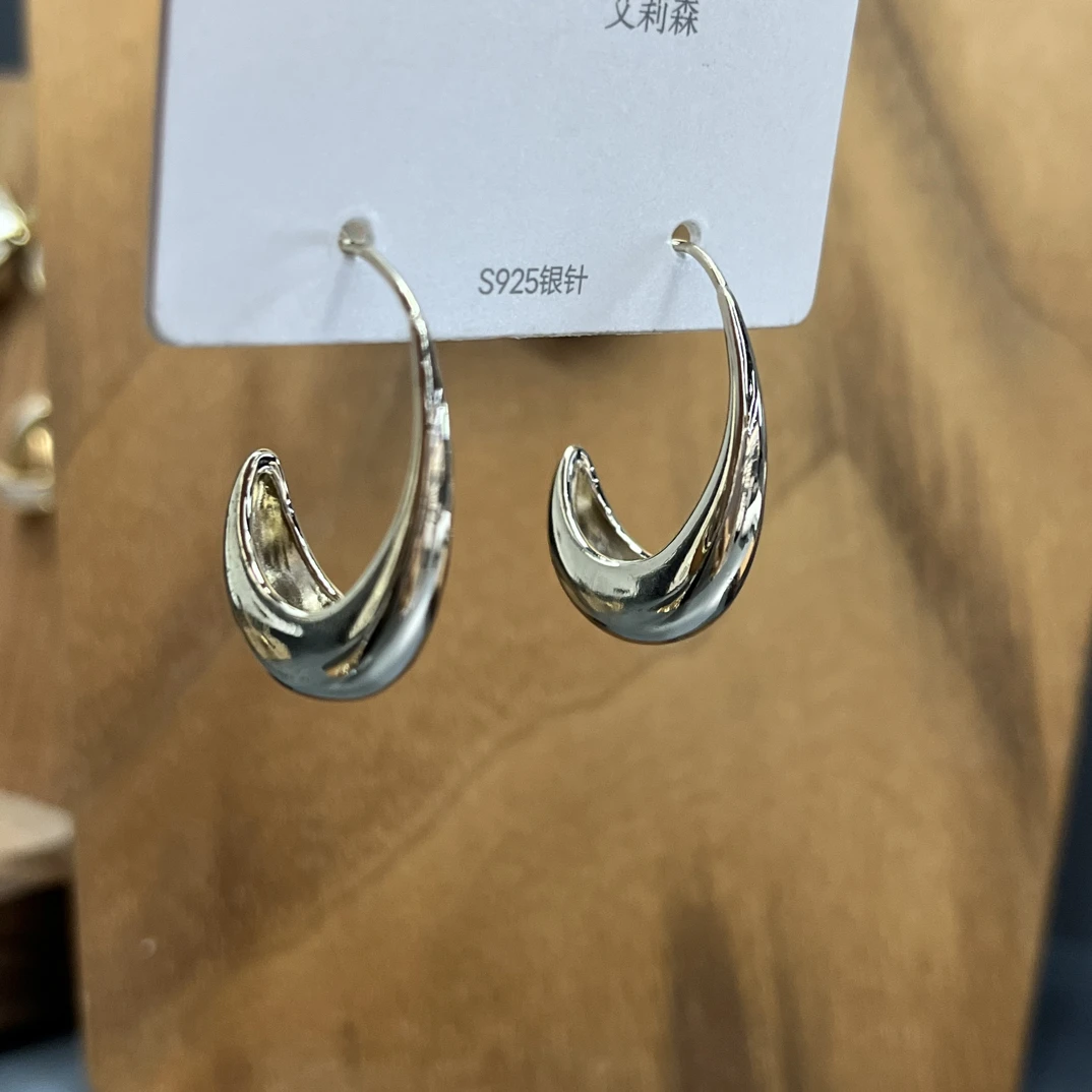 非金属亚克力耳饰 M25咖啡金色挂钩款耳饰