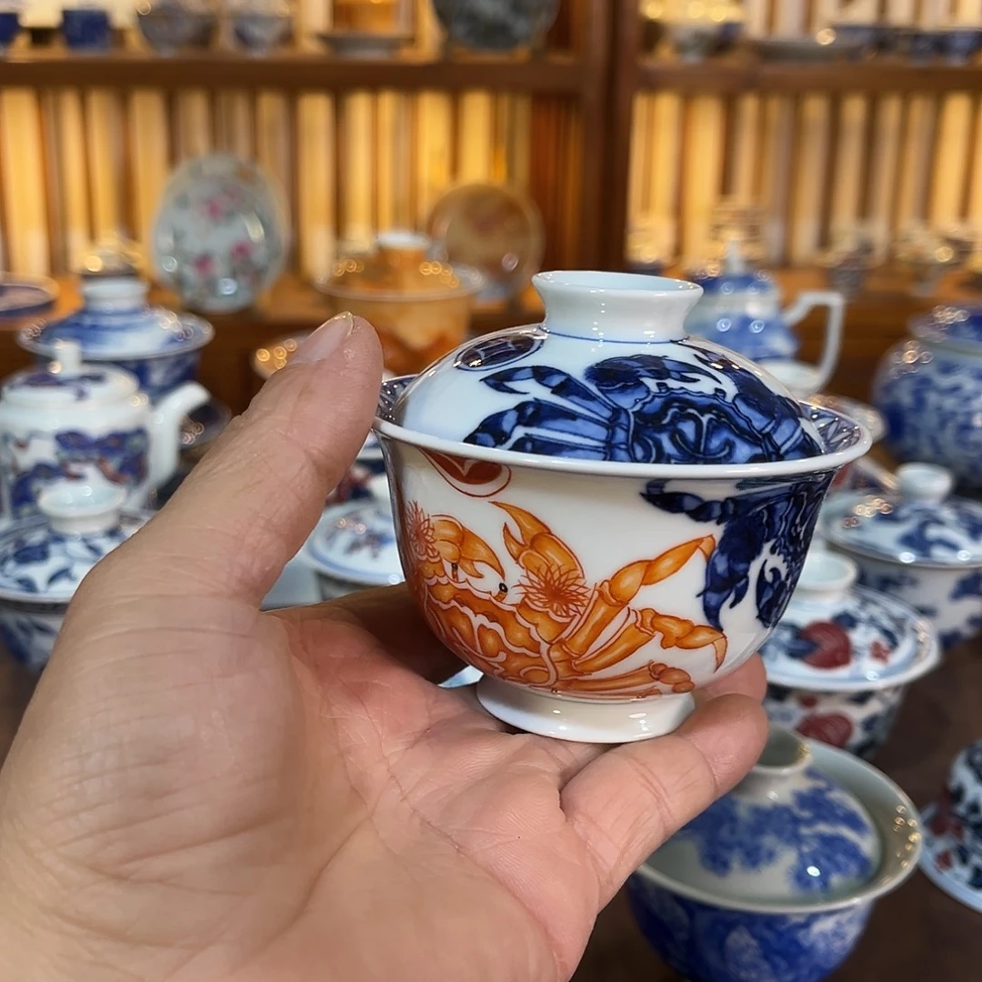 錡镇堂手工手绘盖碗