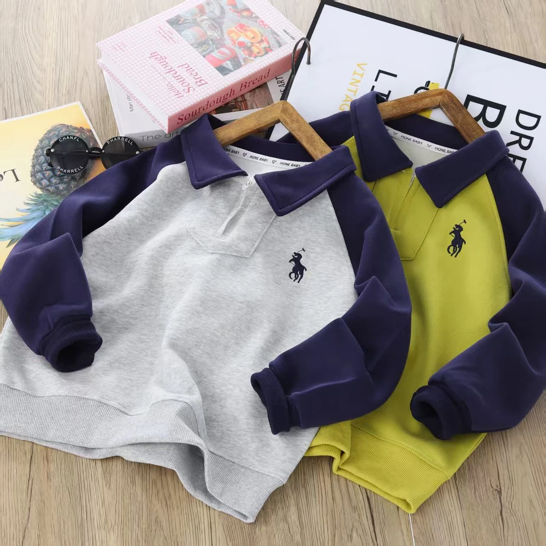 2025春秋新款男童卫衣翻领拉链儿童polo中大童上衣洋气休闲长袖