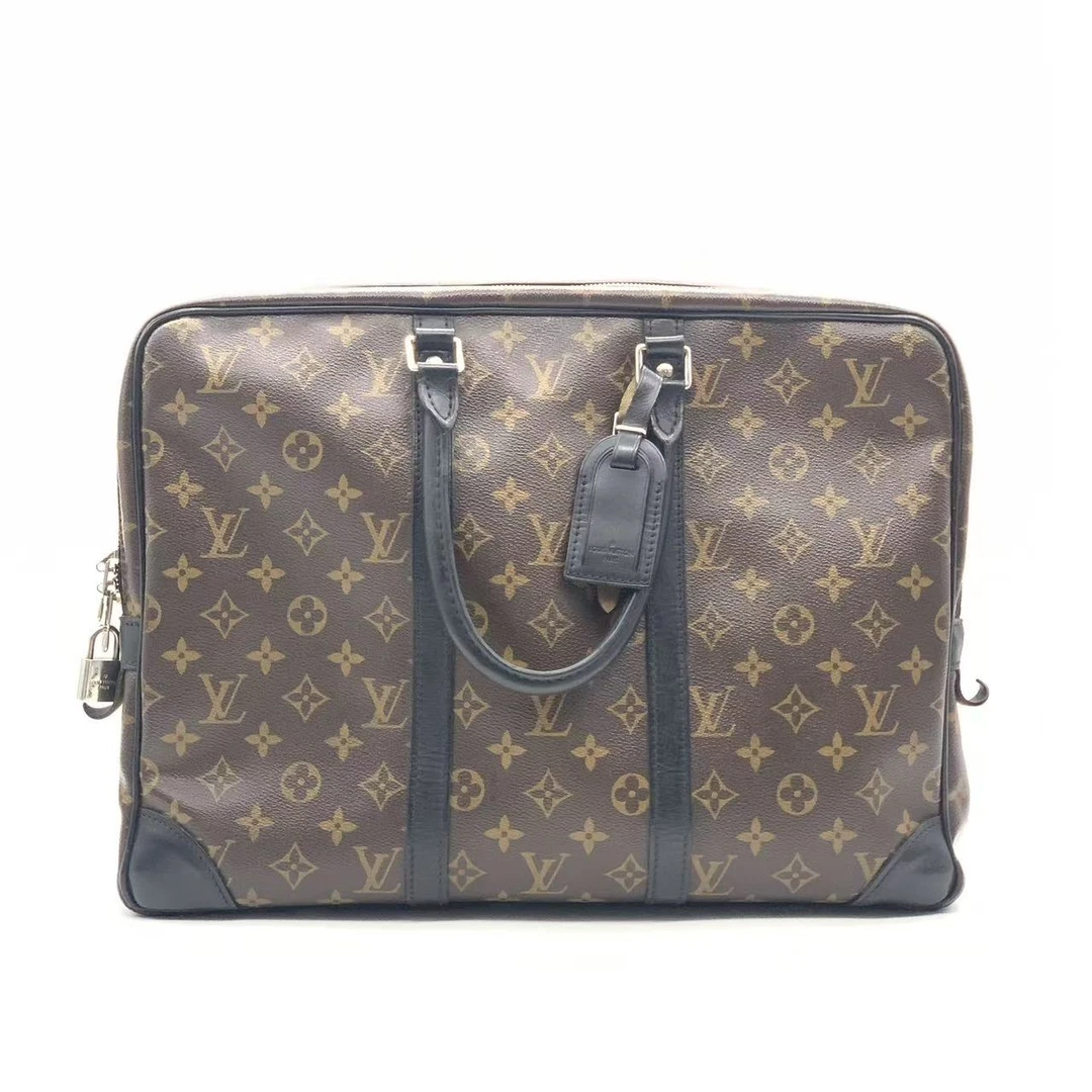 95新 LouisVuitton/路易威登 【安则专属】老花拼黑公文包