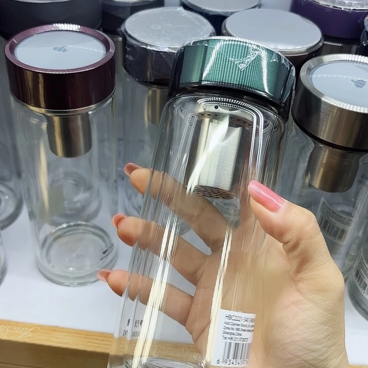 万象品牌双层玻璃杯绿色V265