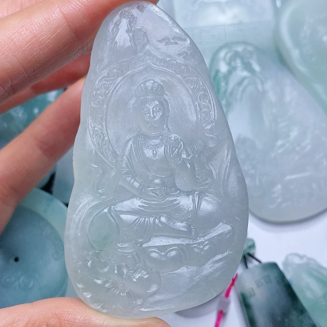 定制翡翠未镶嵌毛货付款后确认抛光