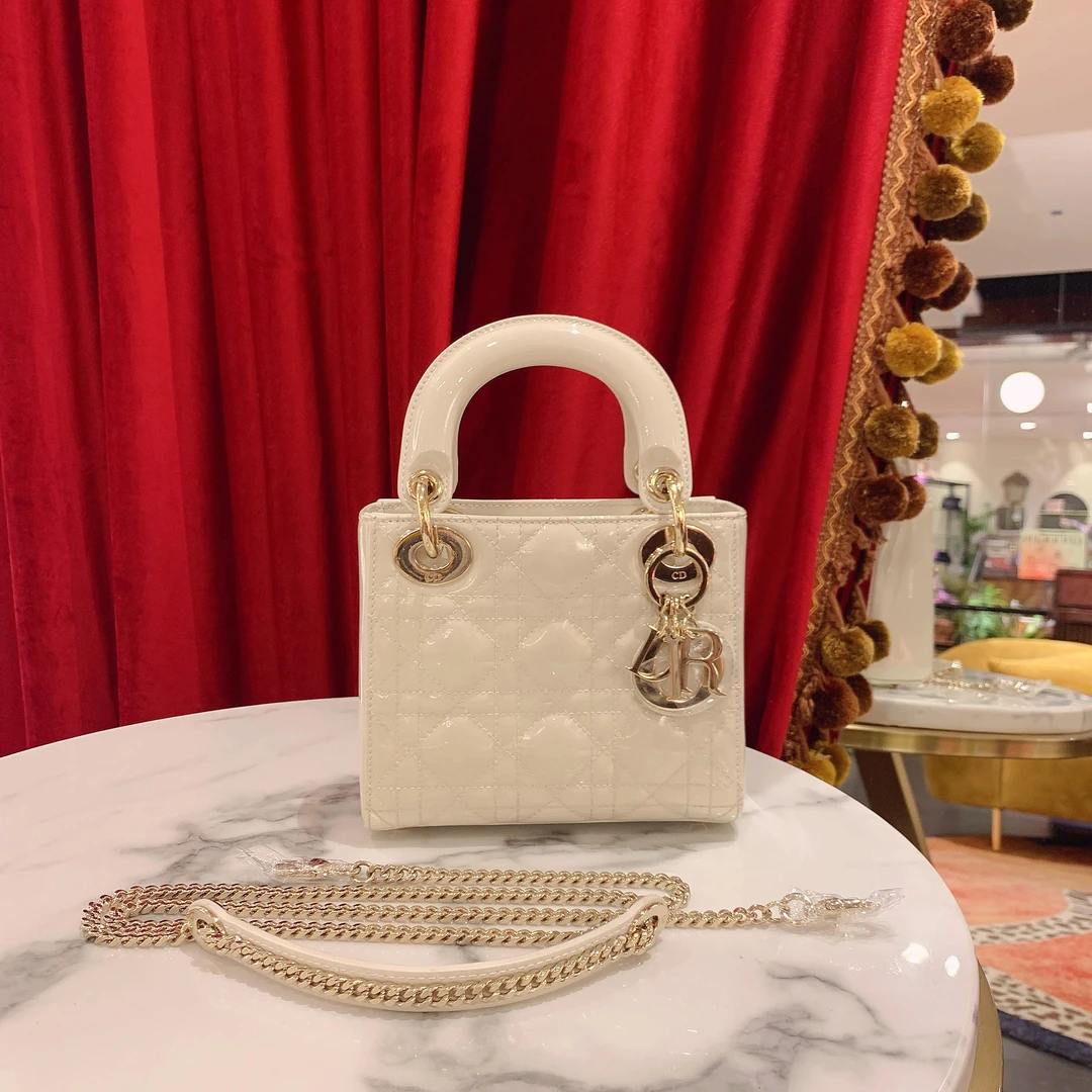 95新 DIOR/迪奥 GGS三格戴妃白金漆皮23年78617887