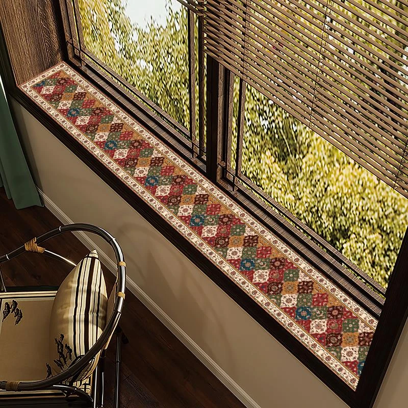 美式民族风窗台垫极窄窗沿装饰防水防晒皮革飘窗垫定制防滑保护垫