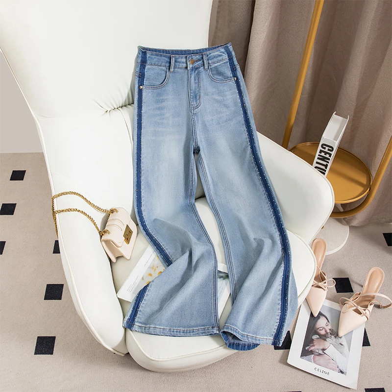 高腰莱赛尔女裤喇叭裤薄款牛仔裤夏季微喇宽松显瘦不贴腿垂感长裤