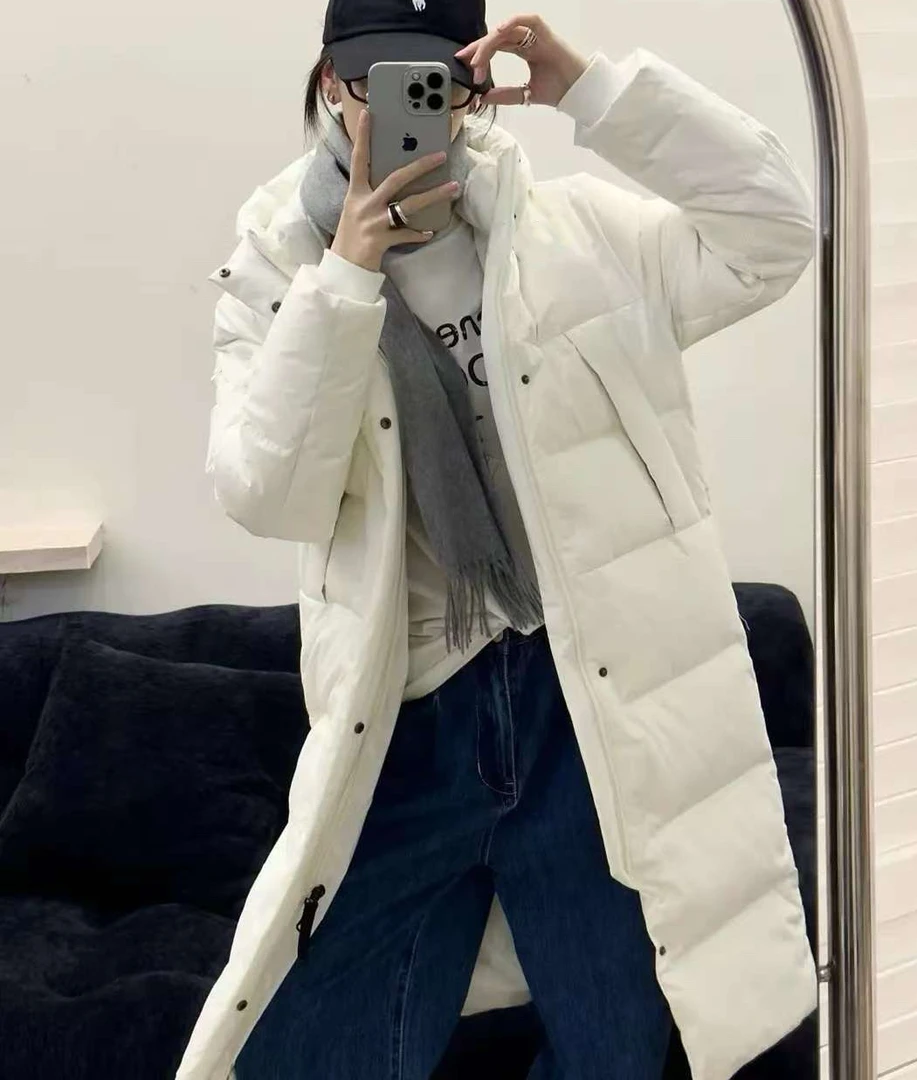 222长款厚款长袖保暖羽绒服