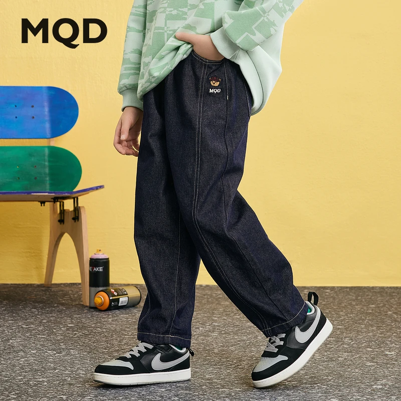MQD童装春秋学院风潮酷休闲百搭裤子宽松牛仔裤9651W1427