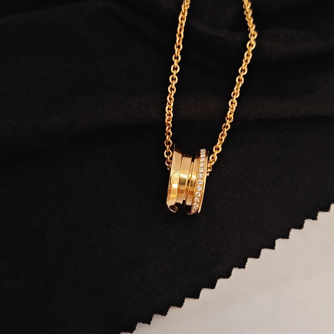 99新 BVLGARI/宝格丽 弹簧半钻项链/18K黄金/#45cm/盒