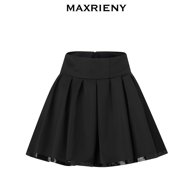 【千颂妮专属】MAXRIENY优雅低腰百褶A字半裙20春