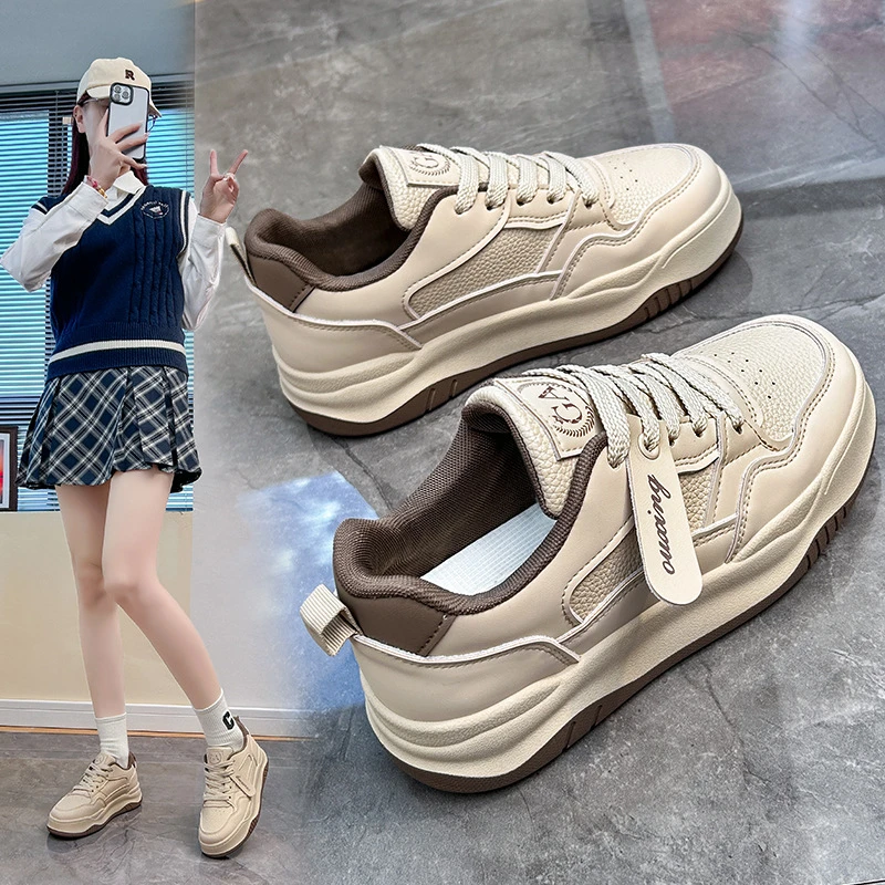 小白鞋女2025春季新款学生韩版ins潮百搭厚底单鞋春秋休闲鞋Q5903