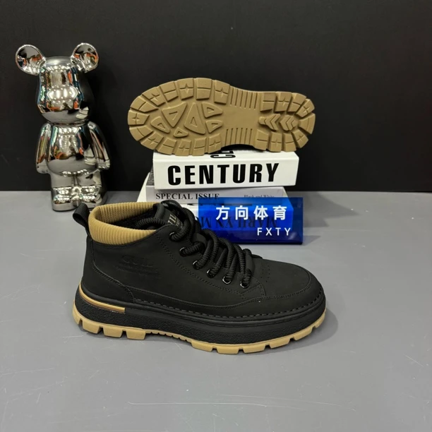 车缝线工装风皮革拼接耐磨马丁靴体育靴子休闲鞋