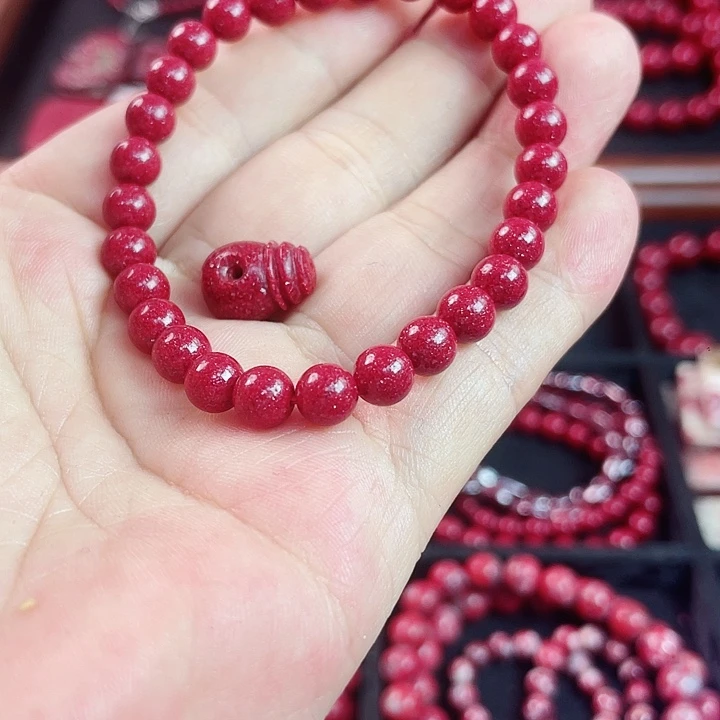 仁***热天然辰砂朱砂细晶体108串71.4克