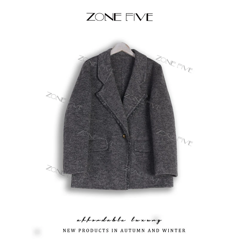 【zonefive】小香风外套双面羊毛大衣女中长款春秋女款爆款高级8062